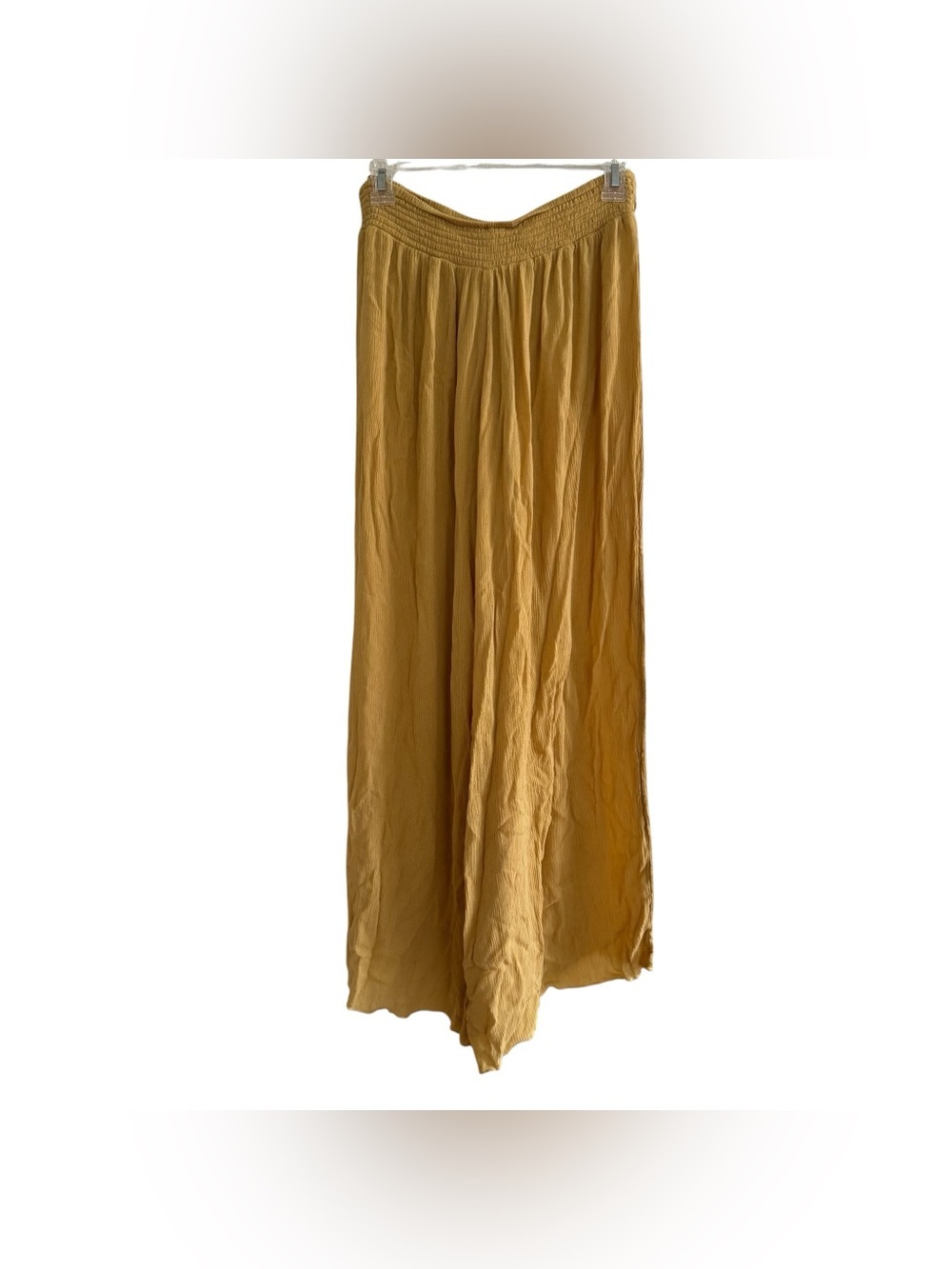 Elan Mustard Yellow Wide Leg Tie Smocked Waist Pants Resort Breezy Lounge Boho L - Picture 2 of 7